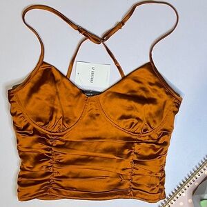 Forever 21 New With Tags. Chestnut satin corset top.